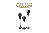 Maison Couture - Set 3 Bình Hoa Pha Lê Đen Chân Cao Allure Cristallerie Noire Rituel 40/50/60 - CẬU HAI HOME DECOR