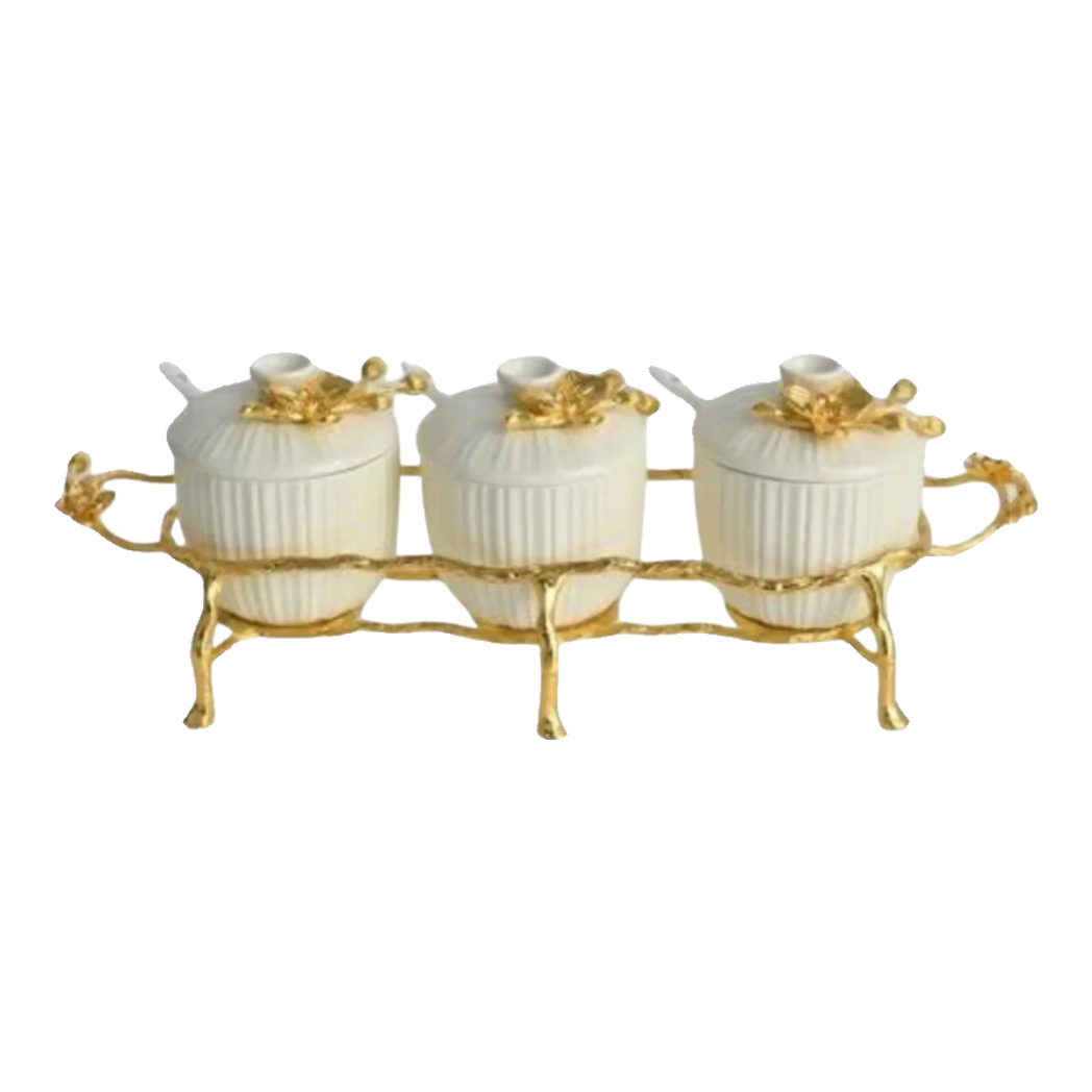 Maison Couture - Set 3 Lọ Gia Vị Golden Brassob Branch Trilogy