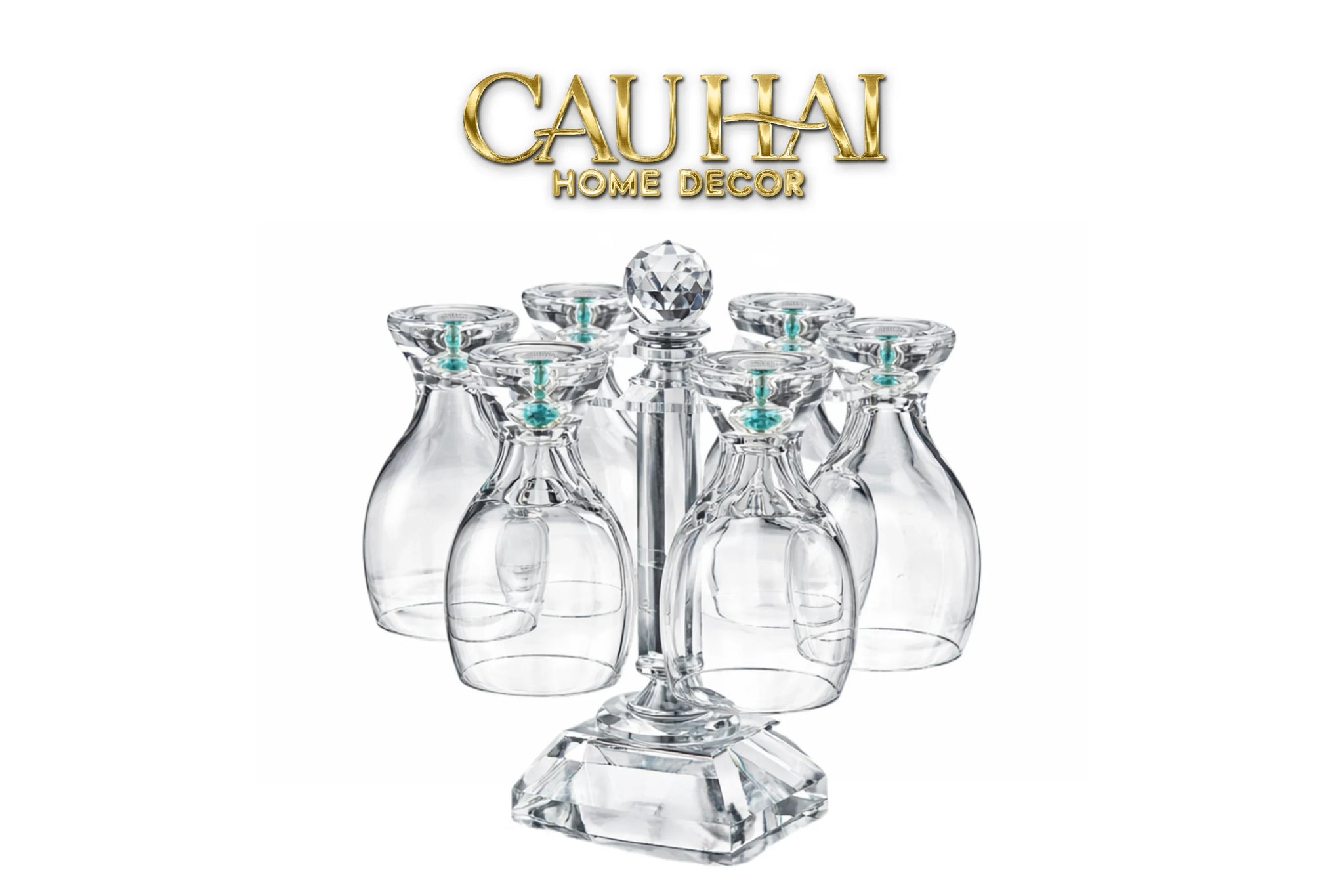 Maison Couture - Set 6 Ly Bia Thuỷ Tinh Glacier Cyan Gems Cristalleries Rack 370Ml-CẬU HAI HOME DECOR