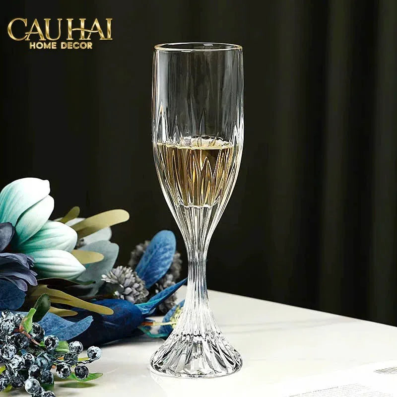 Maison Couture - Set 6 Ly Pha Lê Champane Facetté Éclat Cristalleries Champagne Glasses 170ml-CẬU HAI HOME DECOR