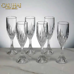 Maison Couture - Set 6 Ly Pha Lê Champane Facetté Éclat Cristalleries Champagne Glasses 170ml-CẬU HAI HOME DECOR