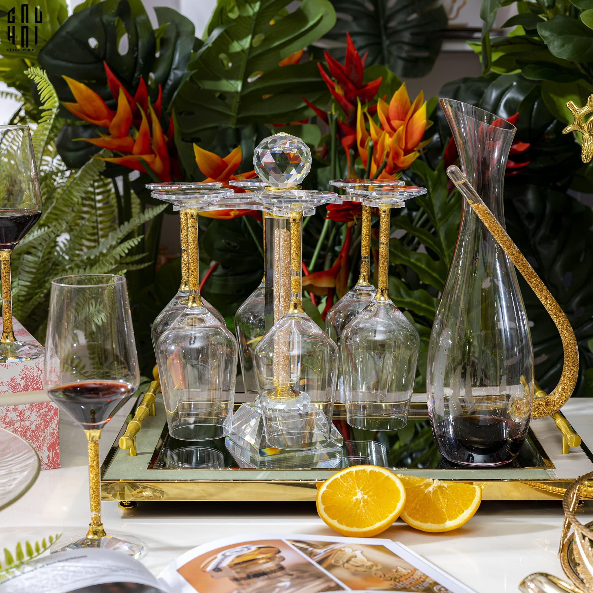 Maison Couture - Set Bình Decanter Ritz - Carlton Leather Box 8 Ly 430Ml-CẬU HAI HOME DECOR