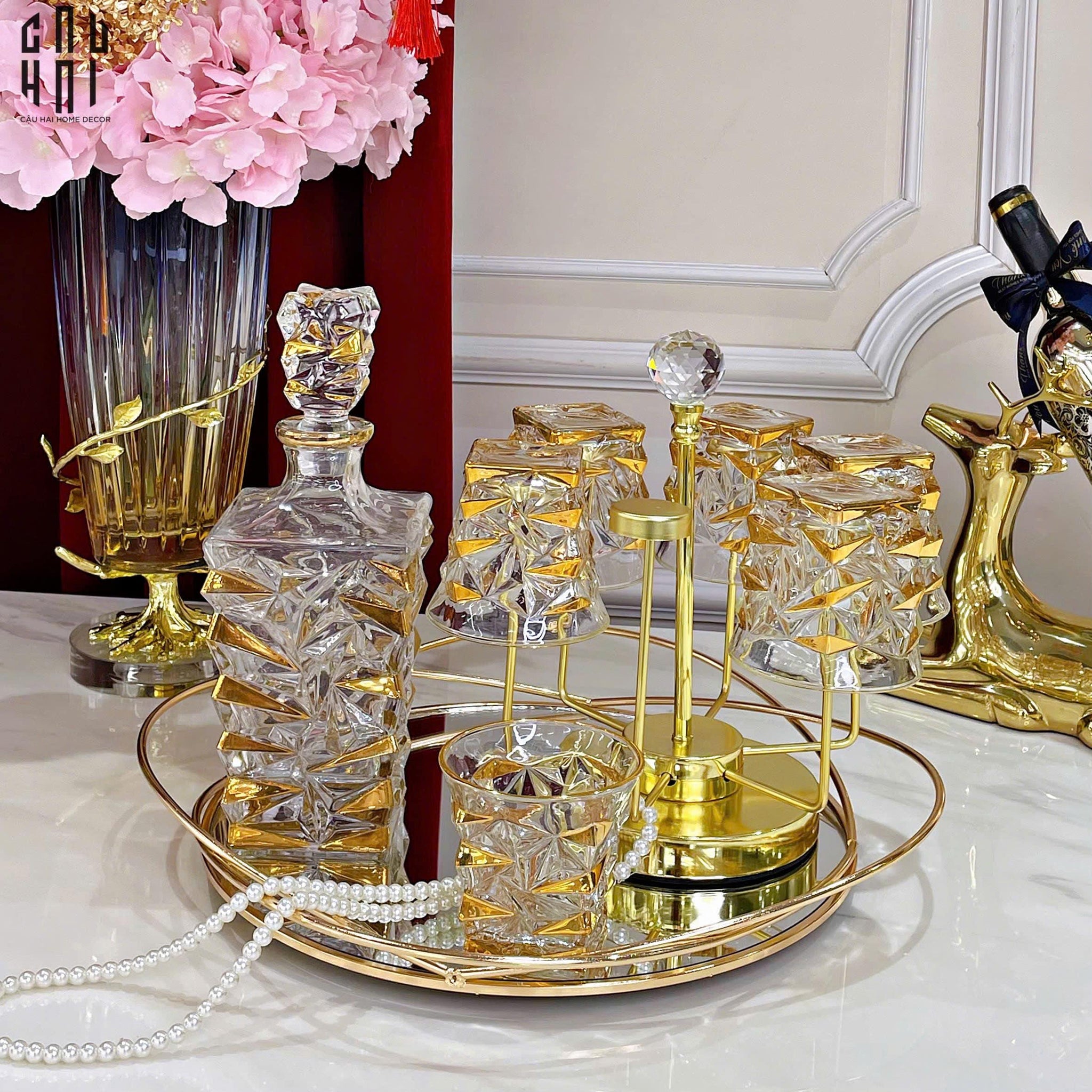 Maison Couture - Set Bình Rượu Whiskey Pha Lê Glorious Diamant Facetté-CẬU HAI HOME DECOR