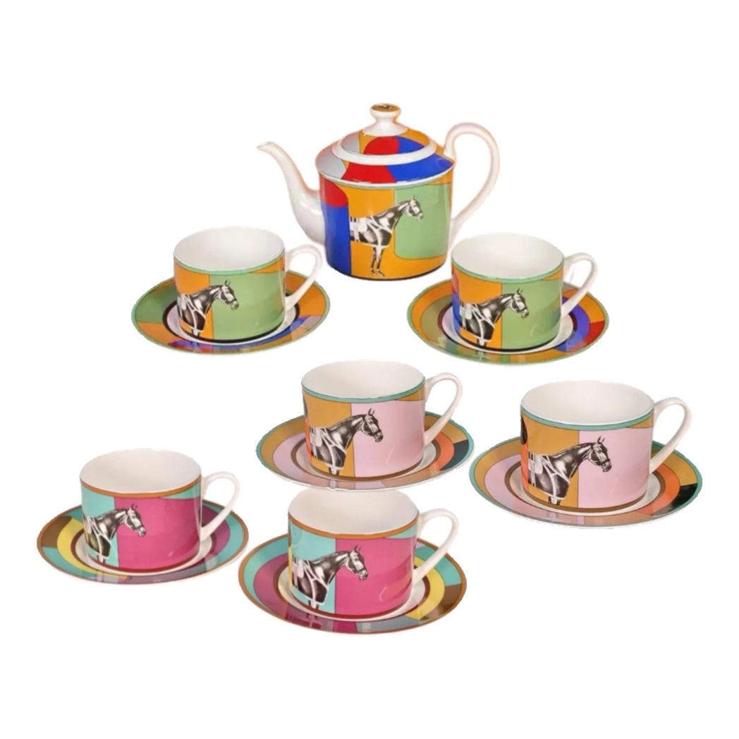 Maison Couture - Set Bình trà 6 tách H Class Signature Serpentine Équestre 13pcs Tea Set