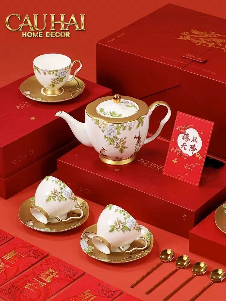 Maison Couture - Set Bình Trà 6 Tách Hoàng Kim Hưng Vượng Oriental Héritage Tea Set 15pcs-CẬU HAI HOME DECOR
