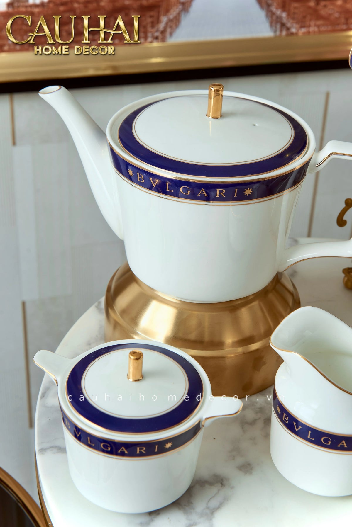 Maison Couture - Set Bình Trà Belle Vie Luxe Blanc & Bleu Minuit Signature 15 Pcs-SET BÌNH TRÀ-Đối tác tại Trung Quốc theo từng đơn đặt hàng-CẬU HAI HOME DECOR