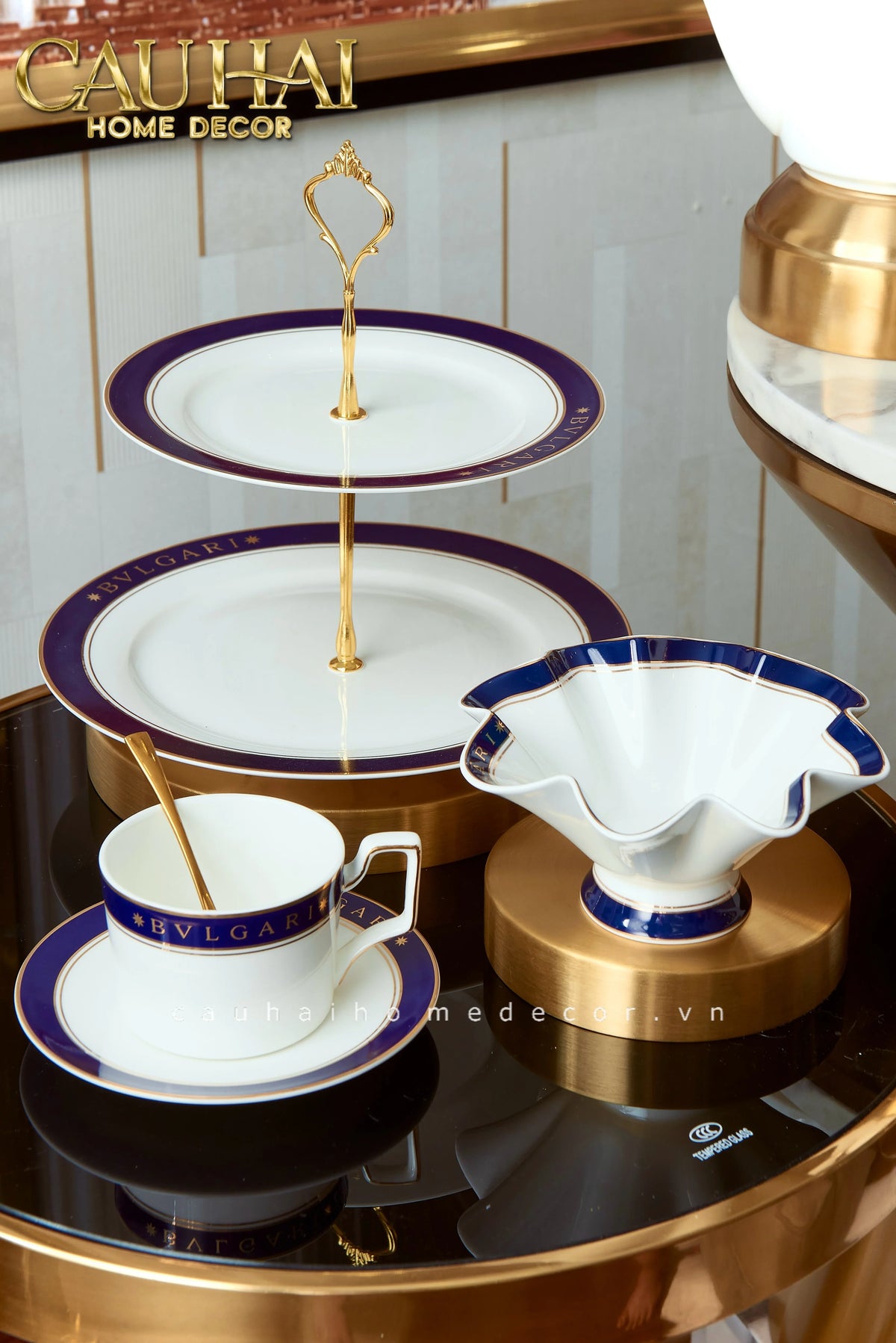 Maison Couture - Set Bình Trà Belle Vie Luxe Blanc & Bleu Minuit Signature 15 Pcs-SET BÌNH TRÀ-Đối tác tại Trung Quốc theo từng đơn đặt hàng-CẬU HAI HOME DECOR
