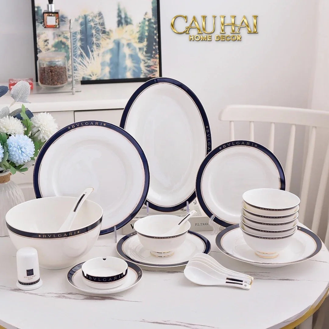 Maison Couture - Set Bình Trà Belle Vie Luxe Blanc & Bleu Minuit Signature 15 Pcs-SET BÌNH TRÀ-Đối tác tại Trung Quốc theo từng đơn đặt hàng-CẬU HAI HOME DECOR