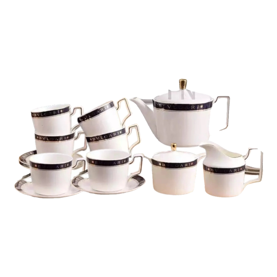 Maison Couture - Set Bình Trà Belle Vie Luxe Blanc & Bleu Minuit Signature 15 Pcs