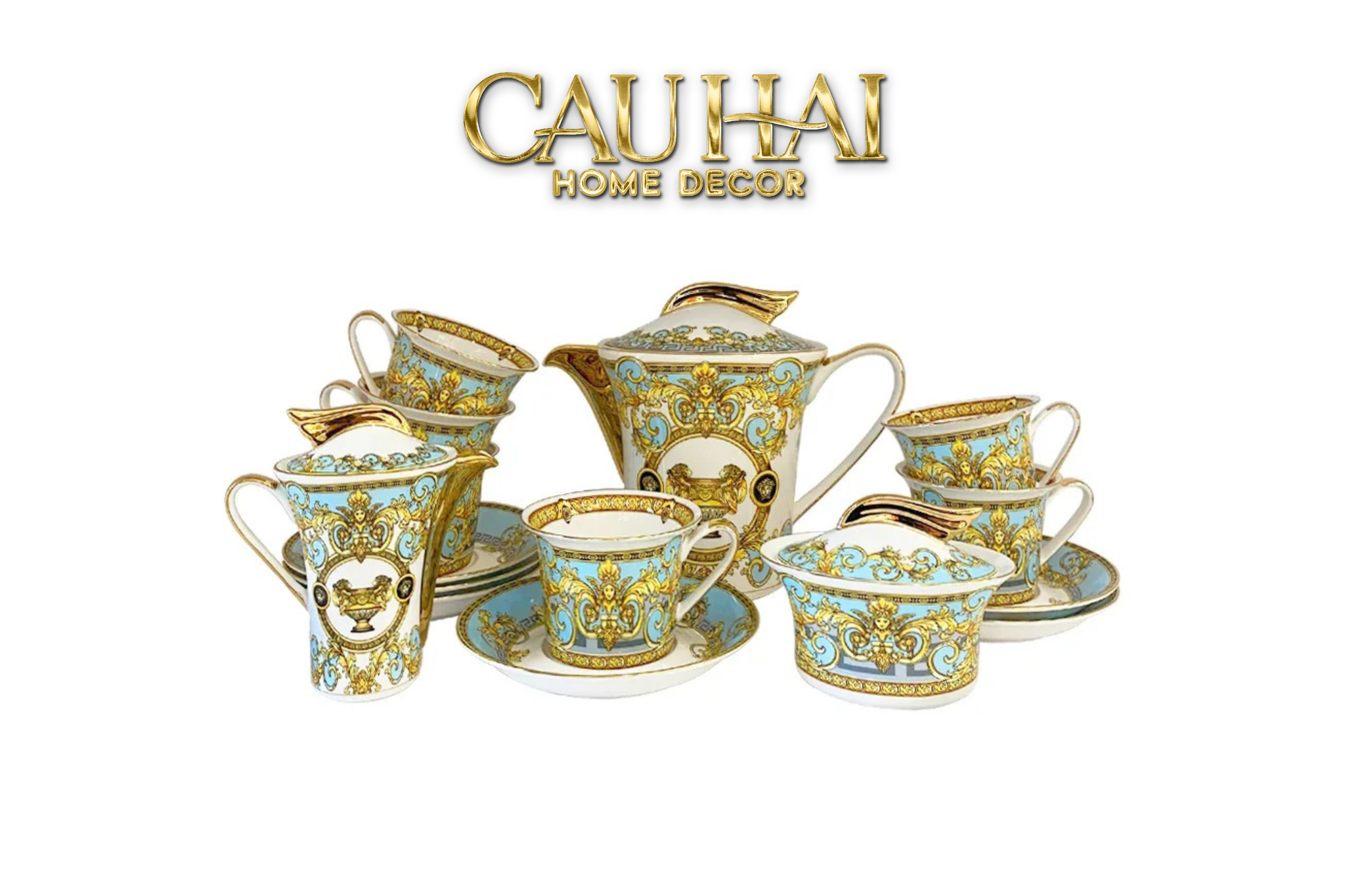 Maison Couture - Set Bình Trà Blue Barocco Prestige Gala Full Box - CẬU HAI HOME DECOR