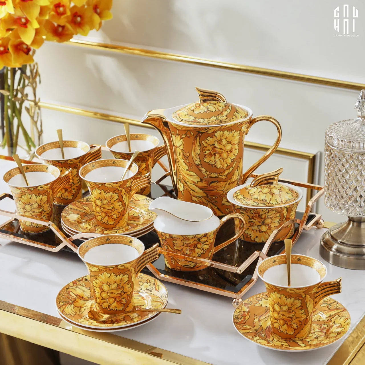 Maison Couture - Set Bình Trà / Cà Phê 15pcs Signature V Class Barocco Gold Spéciale Tea/Coffee Set-CẬU HAI HOME DECOR