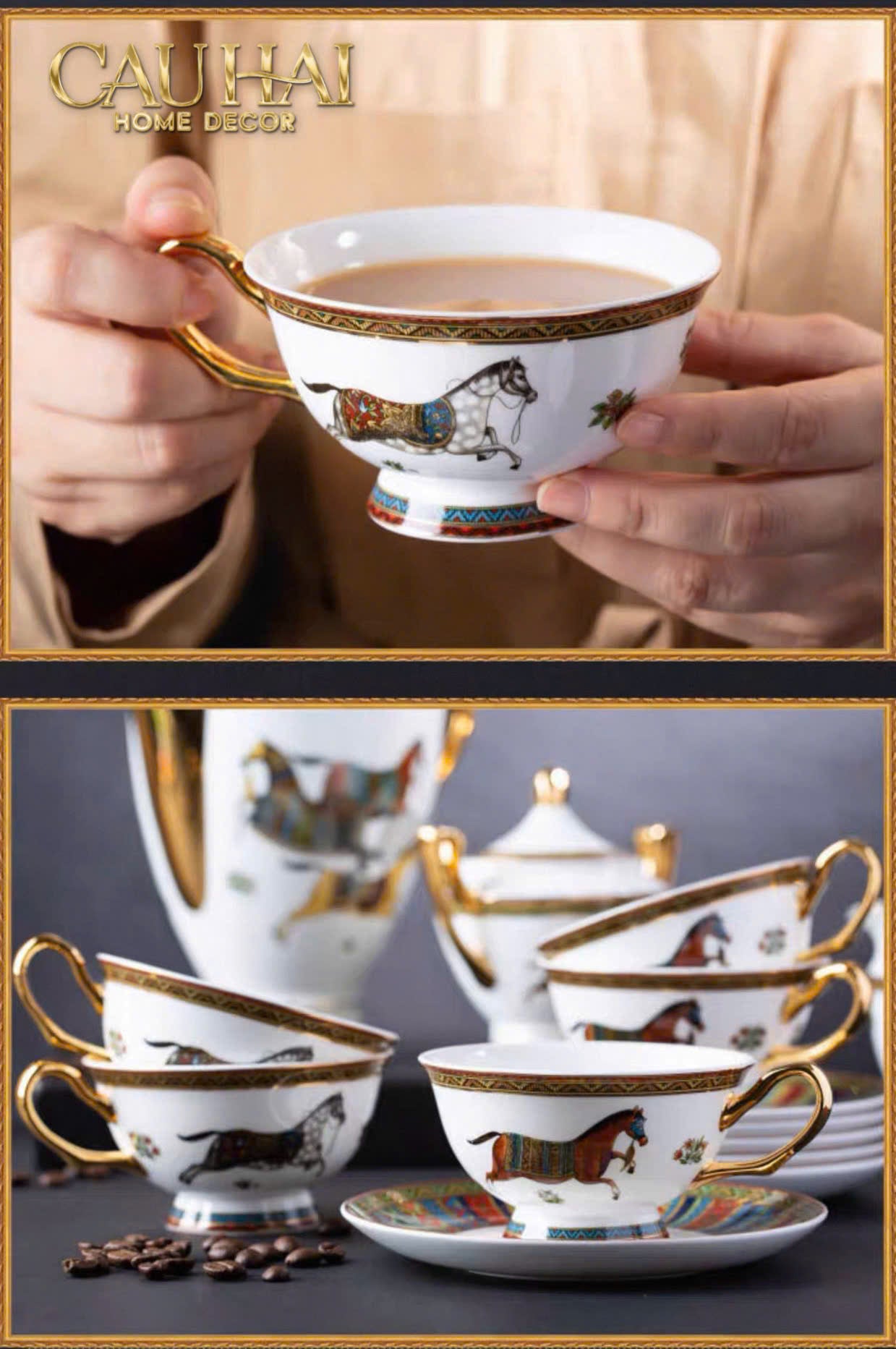 Maison Couture - Set Bình Trà Cà Phê Oriental Équestre Héritage Tea & Coffee Set | 15pcs - CẬU HAI HOME DECOR