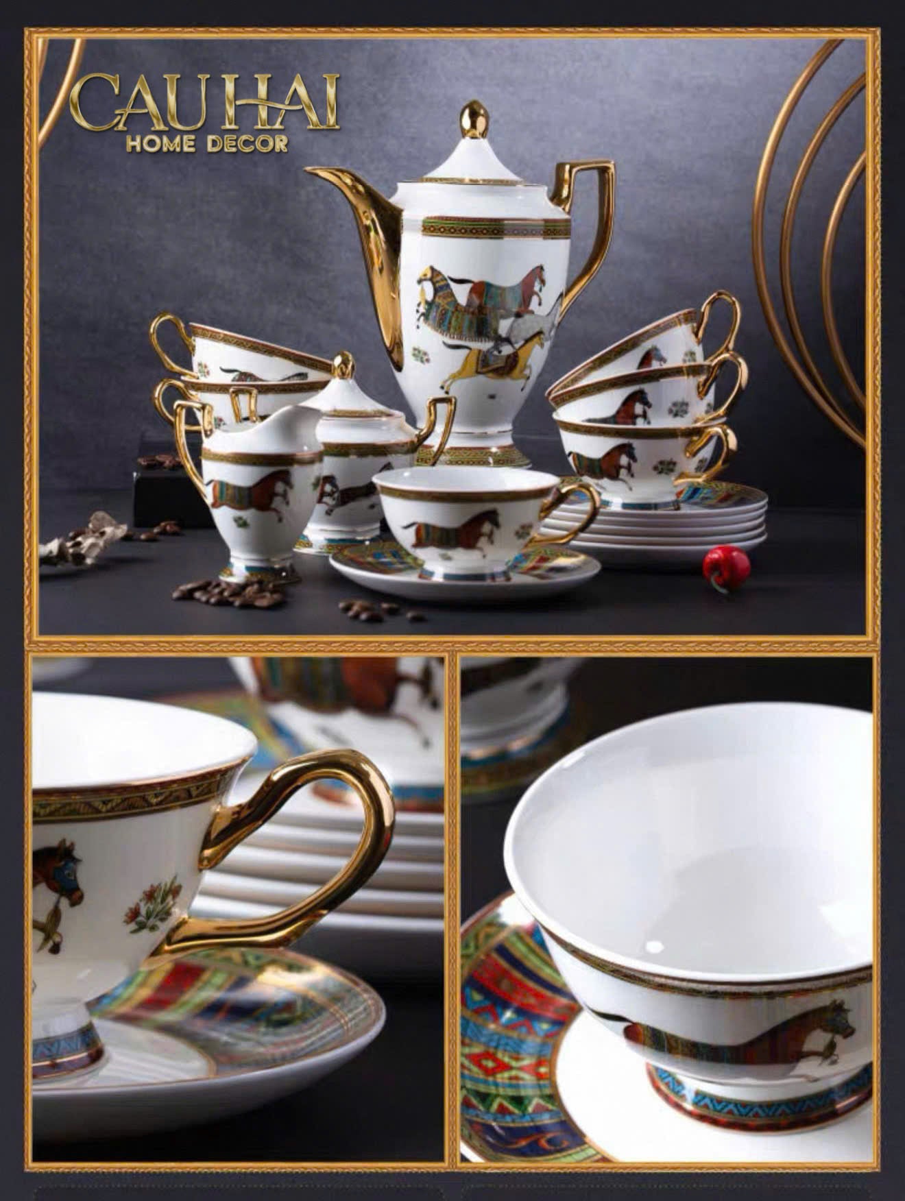 Maison Couture - Set Bình Trà Cà Phê Oriental Équestre Héritage Tea & Coffee Set | 15pcs - CẬU HAI HOME DECOR