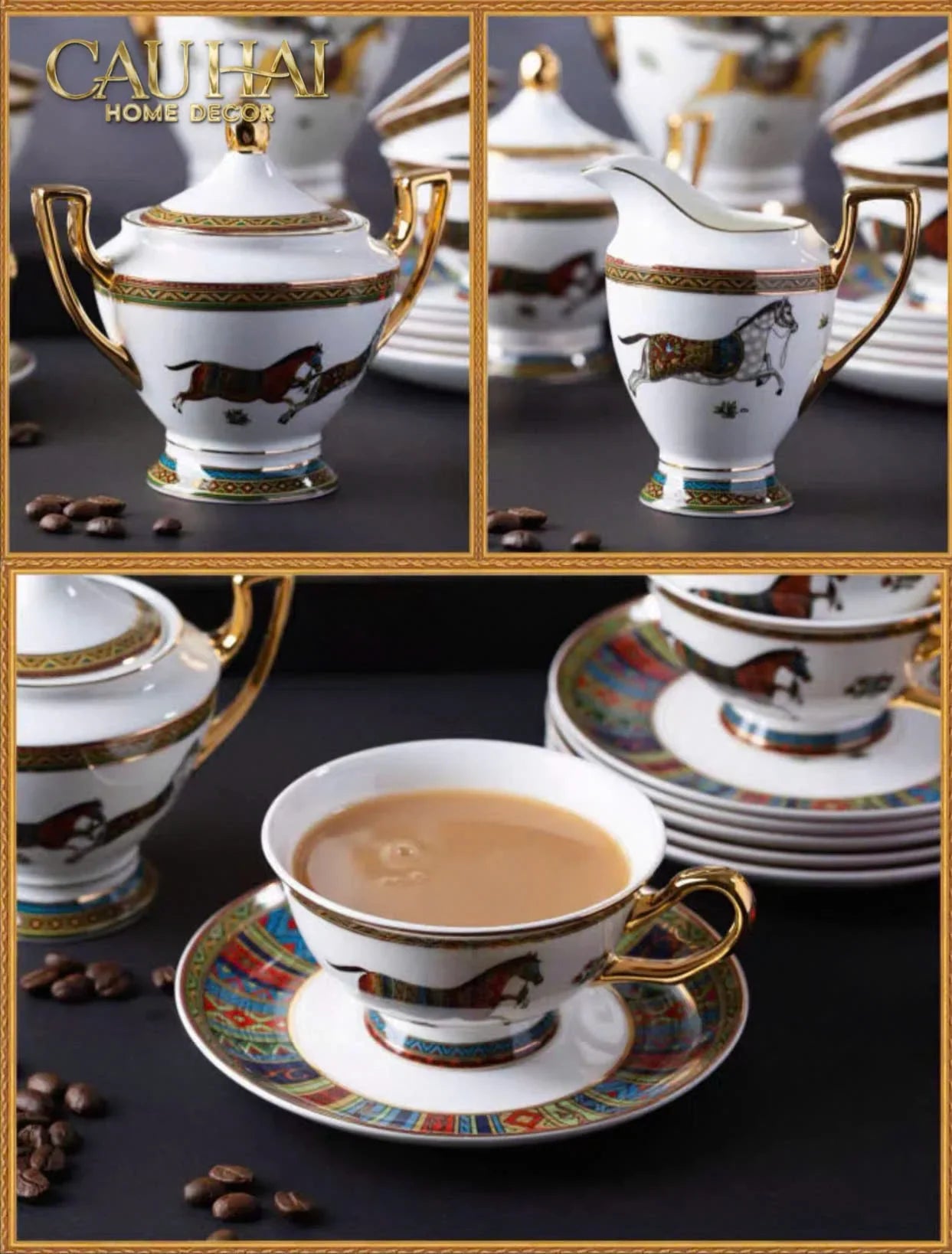 Maison Couture - Set Bình Trà Cà Phê Oriental Équestre Héritage Tea & Coffee Set | 15pcs-CẬU HAI HOME DECOR