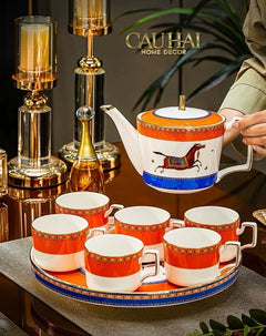 Maison Couture - Set Bình Trà & Coffee Héritage Équestre Vermillion Oriental Cheval Tea Set 8pcs-CẬU HAI HOME DECOR