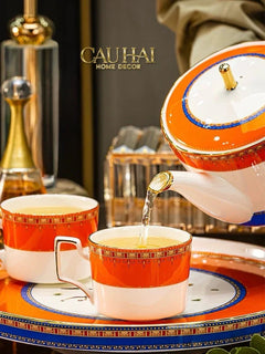 Maison Couture - Set Bình Trà & Coffee Héritage Équestre Vermillion Oriental Cheval Tea Set 8pcs-CẬU HAI HOME DECOR