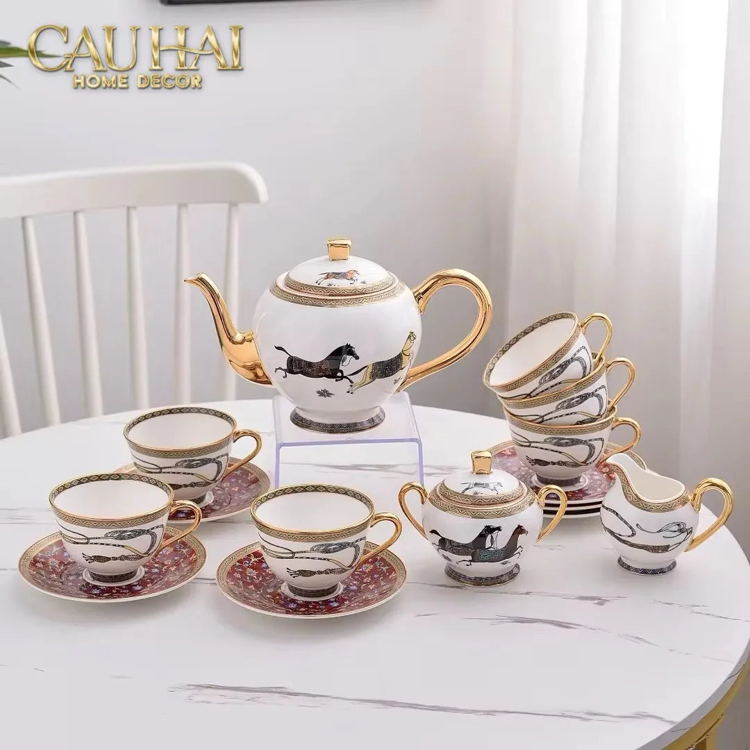 Maison Couture - Set Bình Trà H Class Legacy Équestre Héritage Harnais · Théière Ronde 15Pcs Tea Set-CẬU HAI HOME DECOR