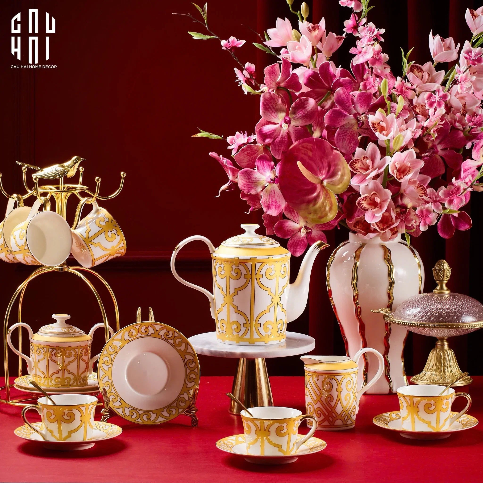 Maison Couture - Set Bình Trà H Class Soleil Éclat Privé 21Pcs - Leather Box-CẬU HAI HOME DECOR
