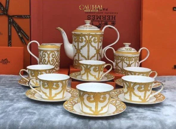 Maison Couture - Set Bình Trà H Class Soleil Éclat Privé 21Pcs - Leather Box-CẬU HAI HOME DECOR