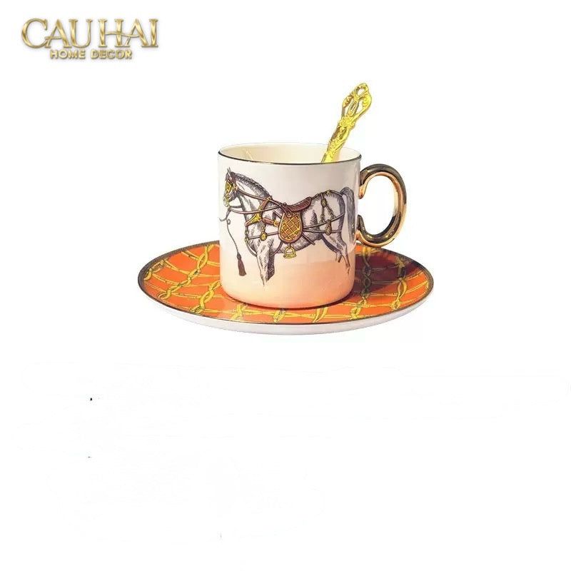 Maison Couture - Set Bình Trà La Selle Royale Tea Set Orange Harnais 9pcs. - CẬU HAI HOME DECOR