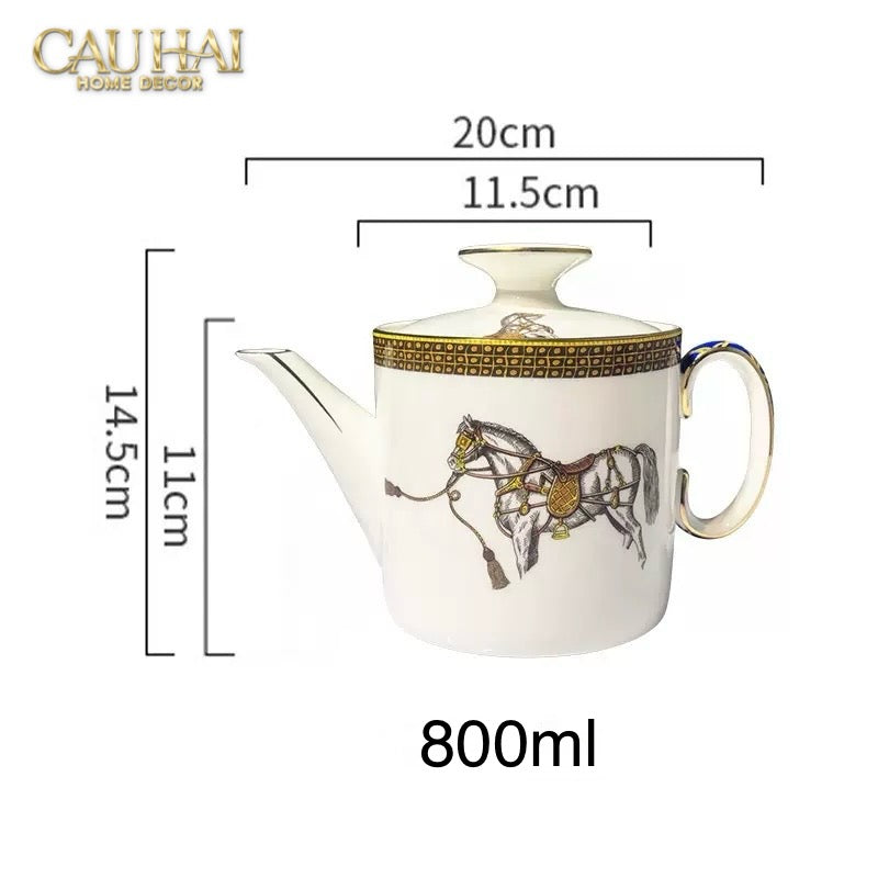 Maison Couture - Set Bình Trà La Selle Royale Tea Set Orange Harnais 9pcs. - CẬU HAI HOME DECOR