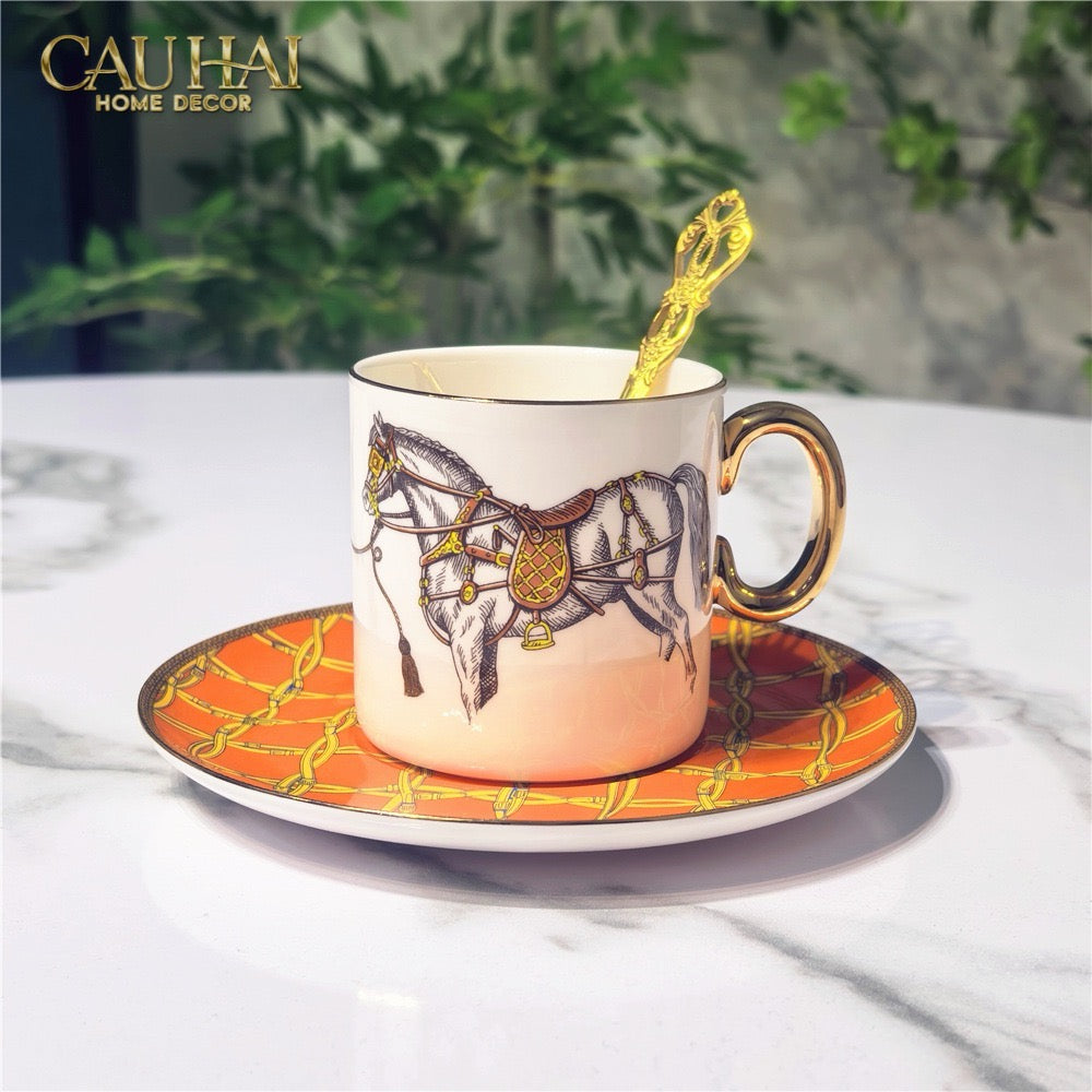 Maison Couture - Set Bình Trà La Selle Royale Tea Set Orange Harnais 9pcs. - CẬU HAI HOME DECOR