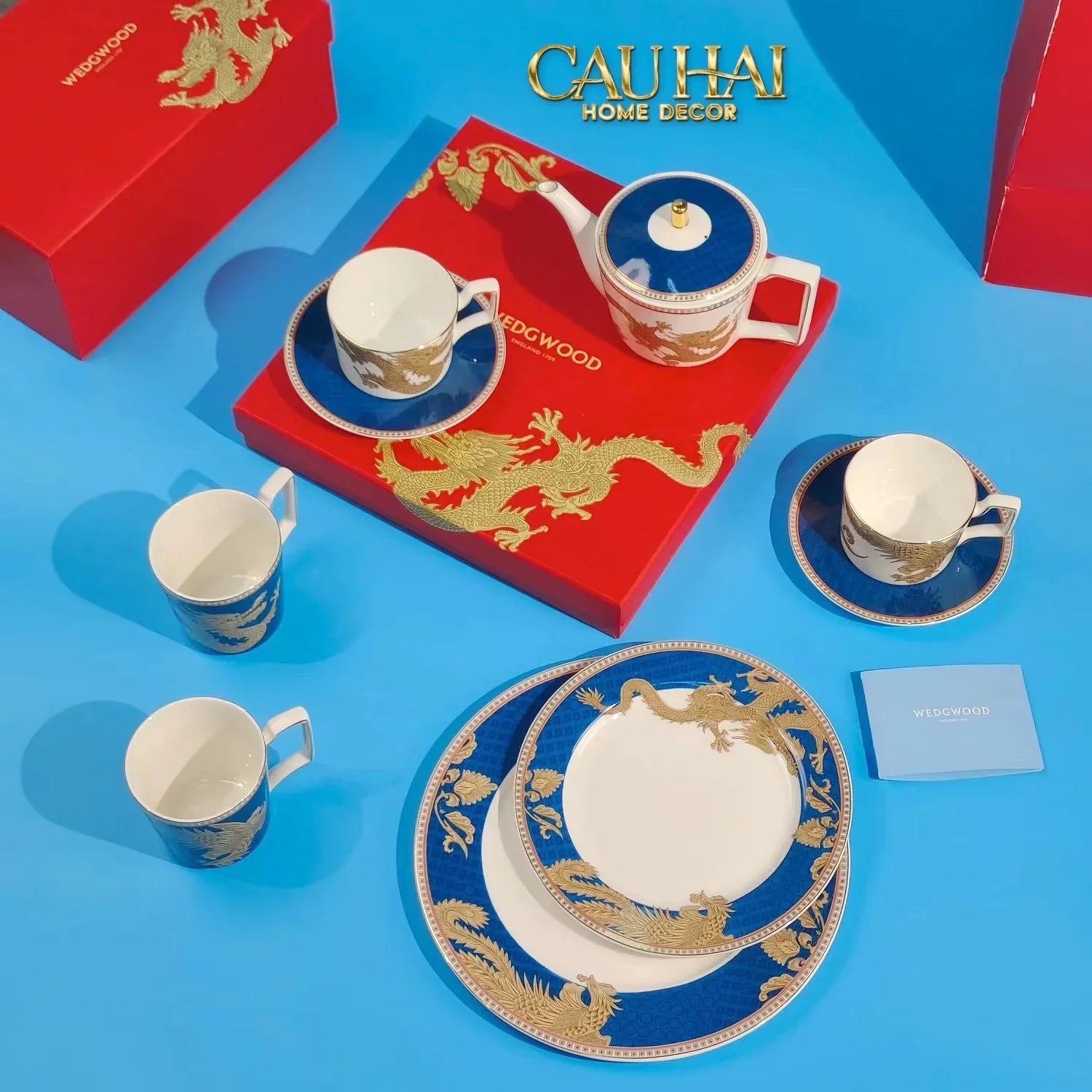 Maison Couture - Set Bình Trà Long Phụng 6 Tách - Dynasty Eternal Ascendant Guardian Dou 13Pcs-CẬU HAI HOME DECOR