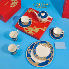 Maison Couture - Set Bình Trà Long Phụng 6 Tách - Dynasty Eternal Ascendant Guardian Dou 13Pcs-CẬU HAI HOME DECOR