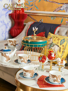 Maison Couture - Set Bình Trà Long Phụng 6 Tách - Dynasty Eternal Ascendant Guardian Dou 13Pcs-CẬU HAI HOME DECOR