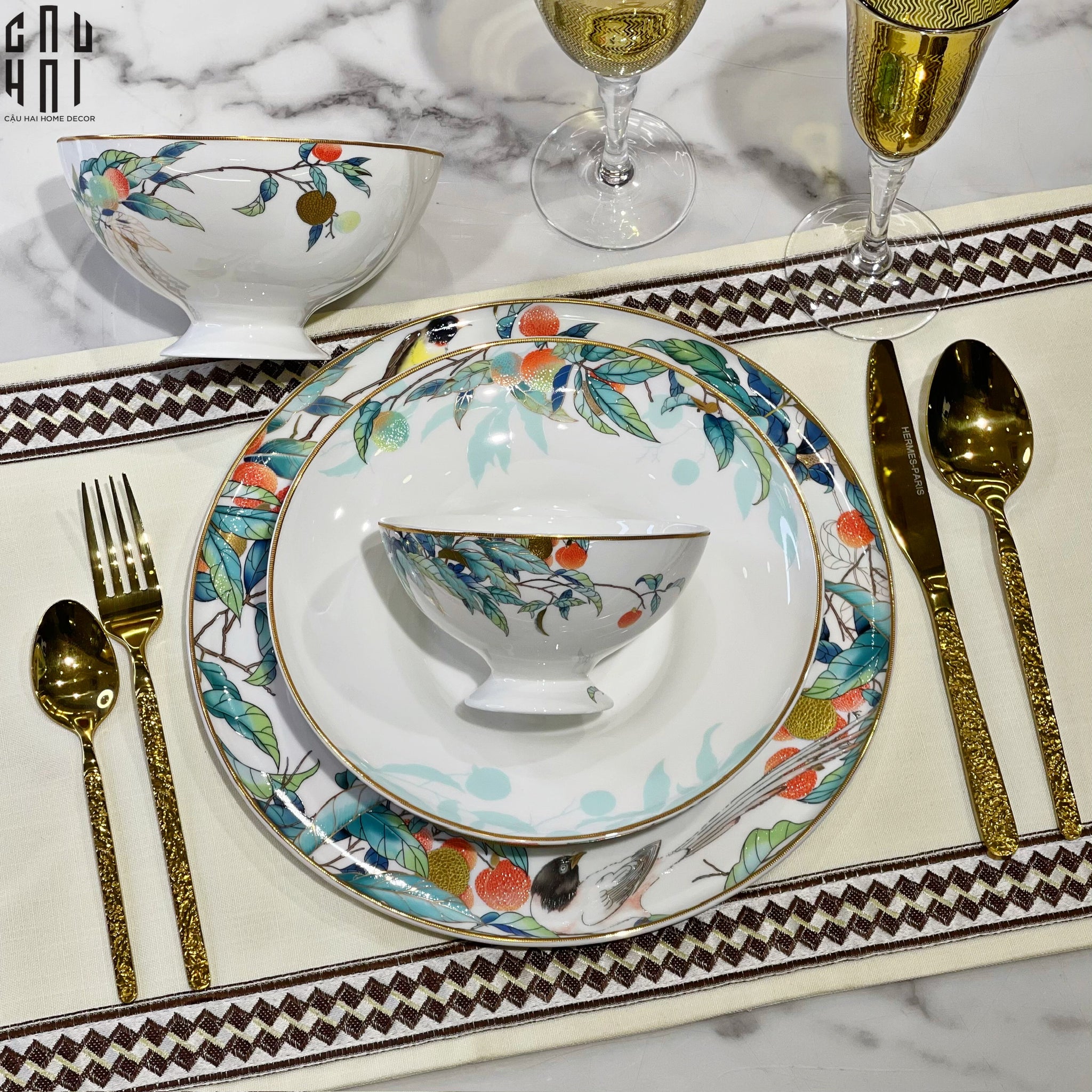 Maison Couture - Set Chén Dĩa 1 Người- Imperial Jardin 4Pcs-CẬU HAI HOME DECOR