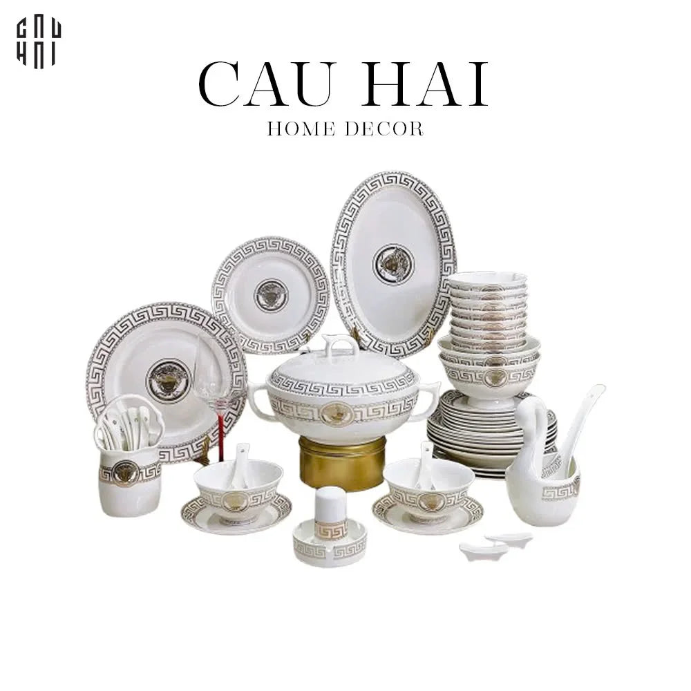 Maison Couture - Set Chén Dĩa Greek Key Meander V Class D'Ivoire Roman 60 Pcs-CẬU HAI HOME DECOR