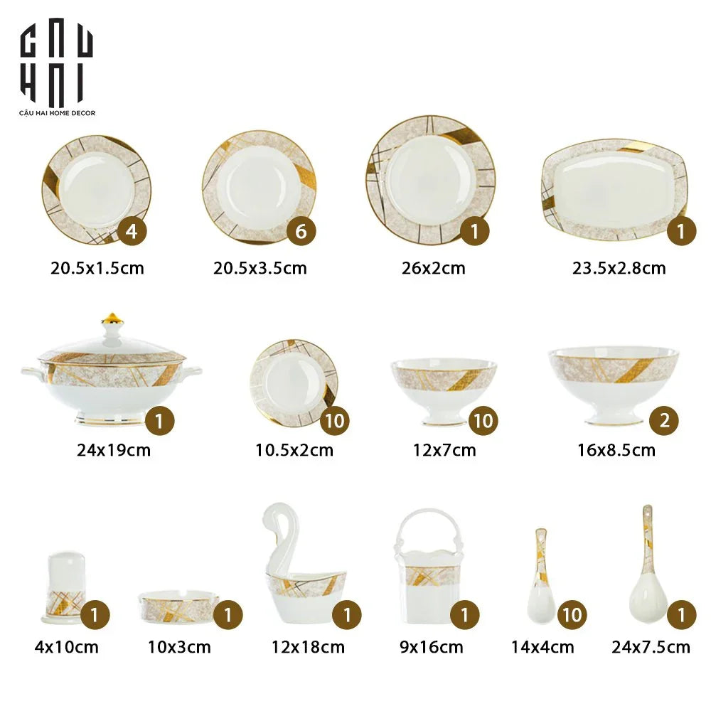 Maison Couture - Set Chén Dĩa L'Éclat Royal 60Pcs - CẬU HAI HOME DECOR