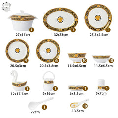 Maison Couture - Set Chén Dĩa Medusa Golden Greek Key V Class 48Pcs-CẬU HAI HOME DECOR