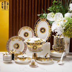 Maison Couture - Set Chén Dĩa Medusa V Class Signature Prestige Gala - Nero Oro Barocco 48Pcs-CẬU HAI HOME DECOR