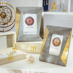 Maison Couture - Set Khung Ảnh Da Gray Christian Diamant Facetté Lux Python Frame-CẬU HAI HOME DECOR