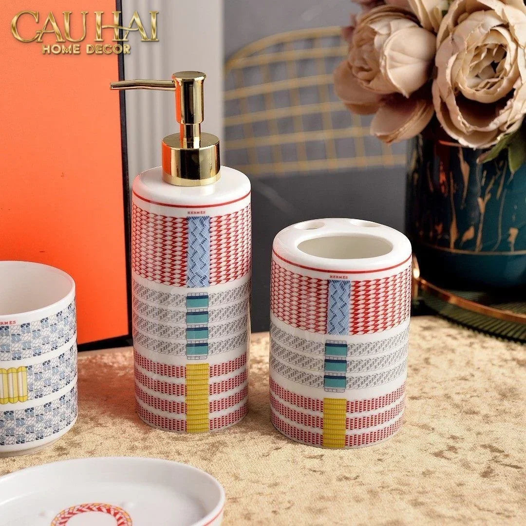 Maison Couture - Set Nhà Tắm 5 Món "Dây Cương Kỵ Sĩ H Class Tressé Harnais Équestre Bathroom Vanities-CẬU HAI HOME DECOR