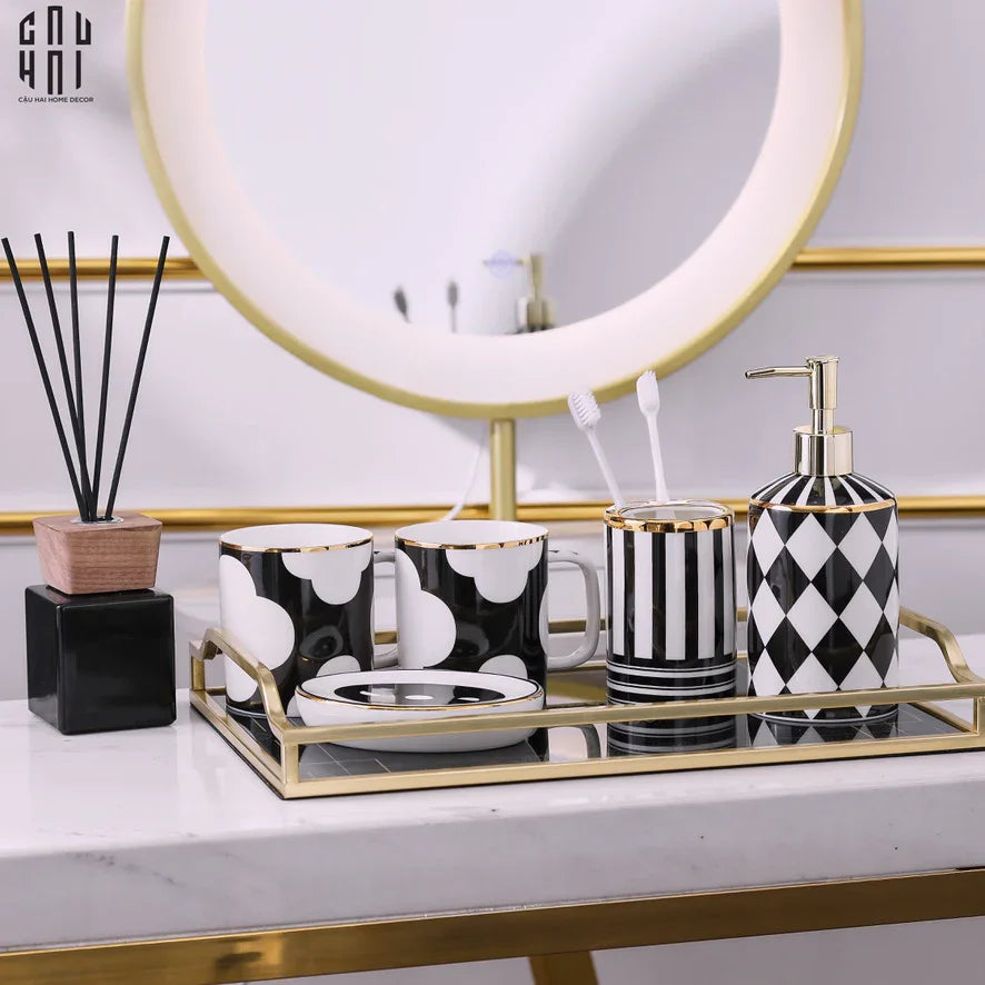 Maison Couture - Set Nhà Tắm Château Clover Signature - L’Atelier Rayé Bathroom Vanity 5pcs-Set nhà tắm bathroom vanities-Đối tác tại Trung Quốc theo từng đơn đặt hàng-CẬU HAI HOME DECOR