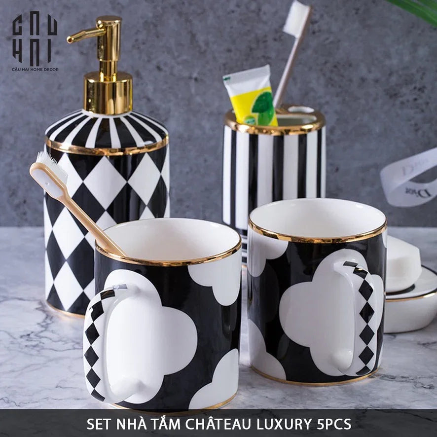 Maison Couture - Set Nhà Tắm Château Clover Signature - L’Atelier Rayé Bathroom Vanity 5pcs-Set nhà tắm bathroom vanities-Đối tác tại Trung Quốc theo từng đơn đặt hàng-CẬU HAI HOME DECOR