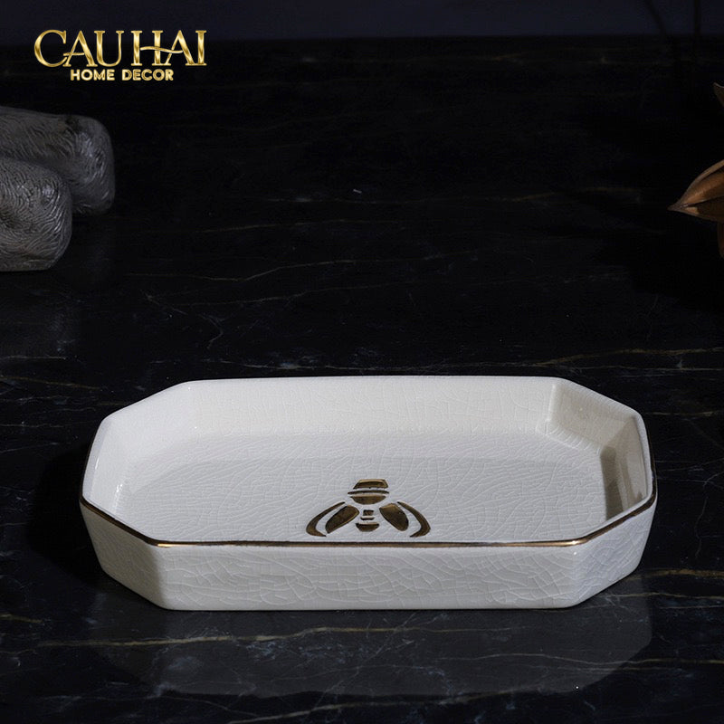 Maison Couture - Set Nhà Tắm Élégance Miel Doré – Golden Queen Bee 5Pcs - CẬU HAI HOME DECOR