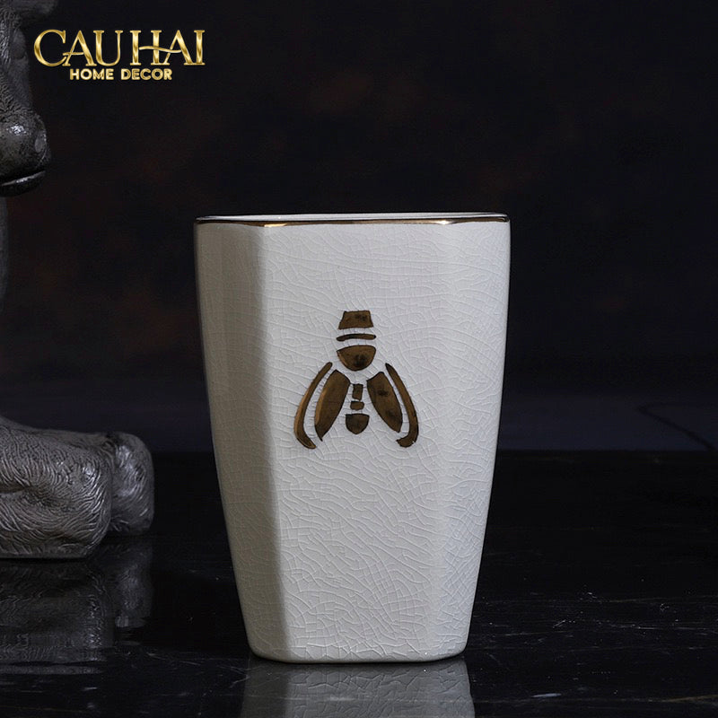 Maison Couture - Set Nhà Tắm Élégance Miel Doré – Golden Queen Bee 5Pcs - CẬU HAI HOME DECOR