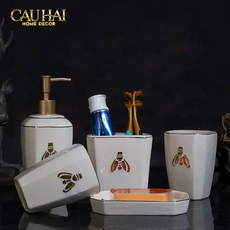 Maison Couture - Set Nhà Tắm G Class Élégance Miel Doré – Golden Queen Bee 5Pcs-CẬU HAI HOME DECOR