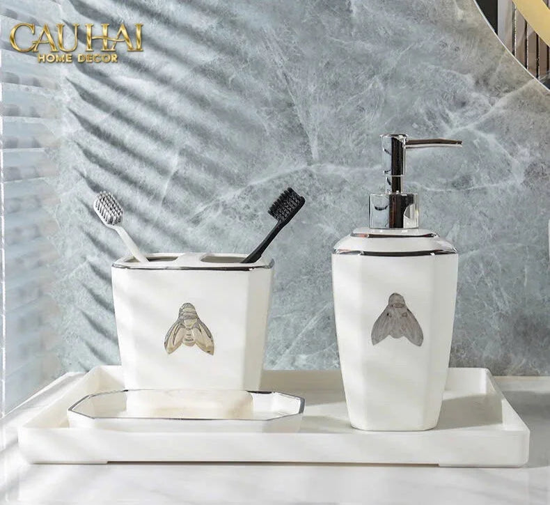 Maison Couture - Set Nhà Tắm G Class Élégance Miel Doré – Golden Queen Bee 5Pcs-CẬU HAI HOME DECOR