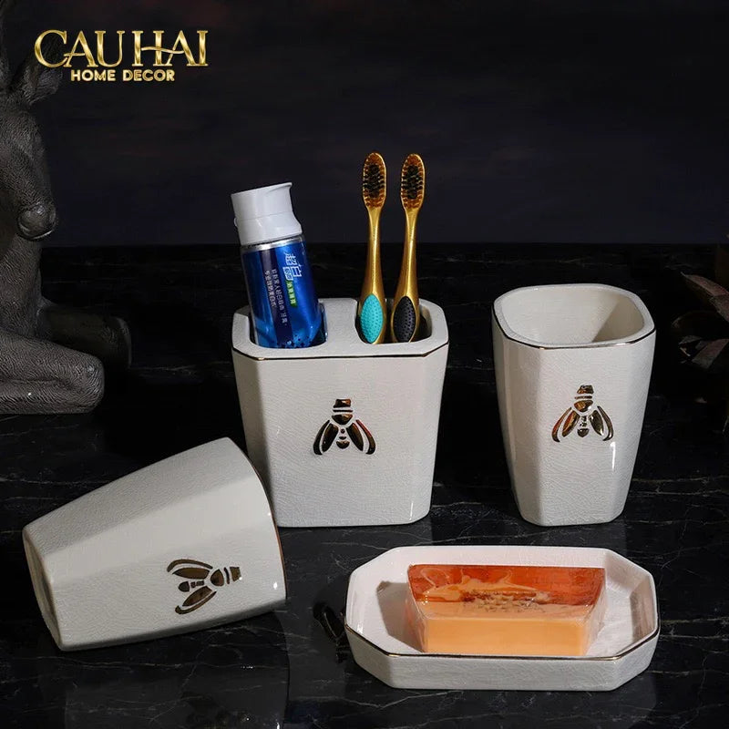 Maison Couture - Set Nhà Tắm G Class Élégance Miel Doré – Golden Queen Bee 5Pcs-CẬU HAI HOME DECOR