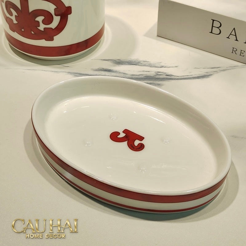 Maison Couture - Set Nhà Tắm Gốm Sứ Arabesque Rouge D'Or 5pcs-PHỤ KIỆN NHÀ TẮM-CẬU HAI HOME DECOR-CẬU HAI HOME DECOR