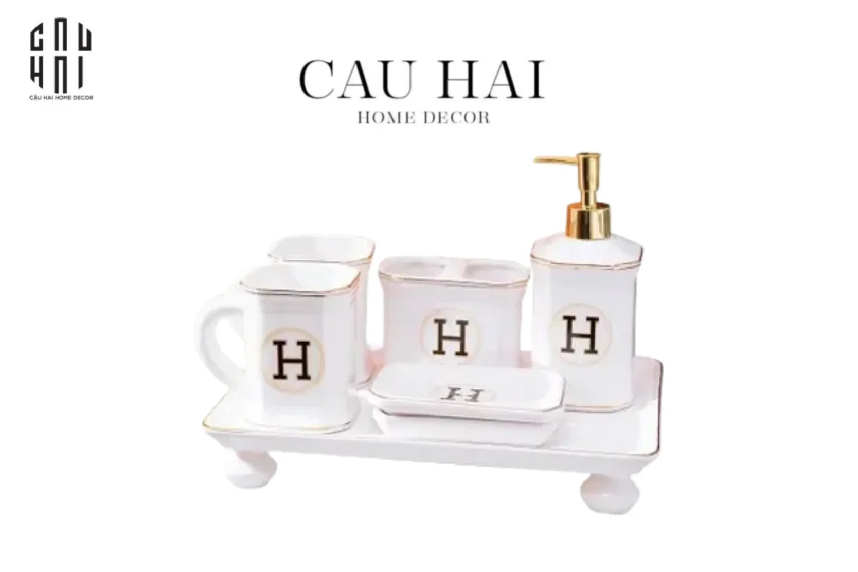 Maison Couture - Set Nhà Tắm Henderson - Pearl White Porcelain Bathroom Vanity 4Pcs - CẬU HAI HOME DECOR