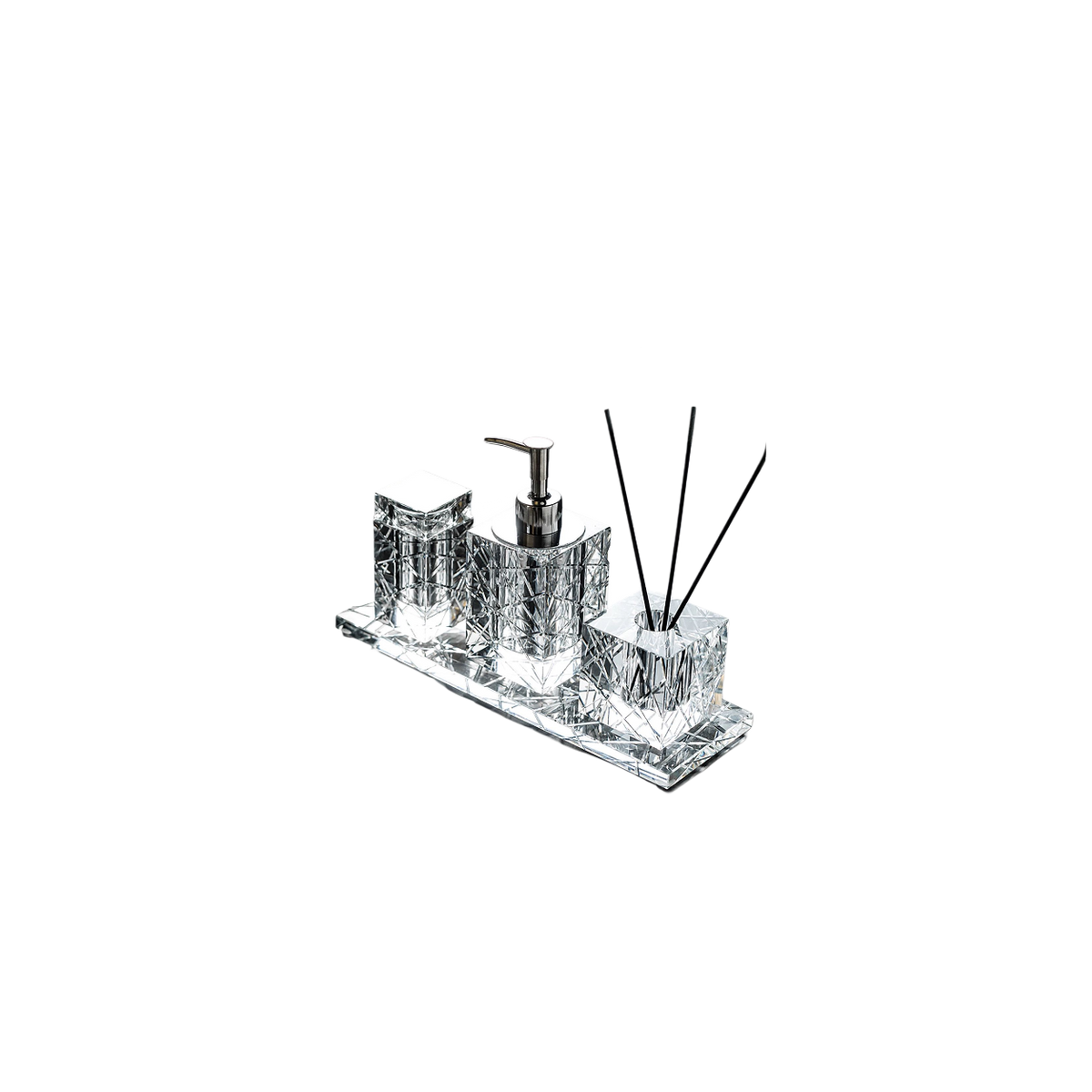 Maison Couture - Set Nhà Tắm Pha Lê Lumière Cristalleries Bathroom Vanity Set - Cannage Facetté Set 4pcs-PHỤ KIỆN NHÀ TẮM-CẬU HAI HOME DECOR-CẬU HAI HOME DECOR
