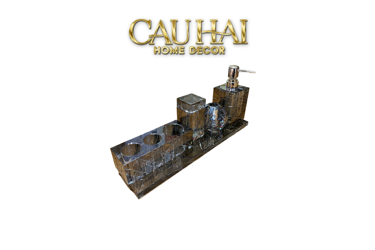 Maison Couture - Set Nhà Tắm Pha Lê Lumière Cristalleries Bathroom Vanity Set - Cannage Facetté Set 5pcs-Set nhà tắm bathroom vanities-CẬU HAI HOME DECOR-CẬU HAI HOME DECOR