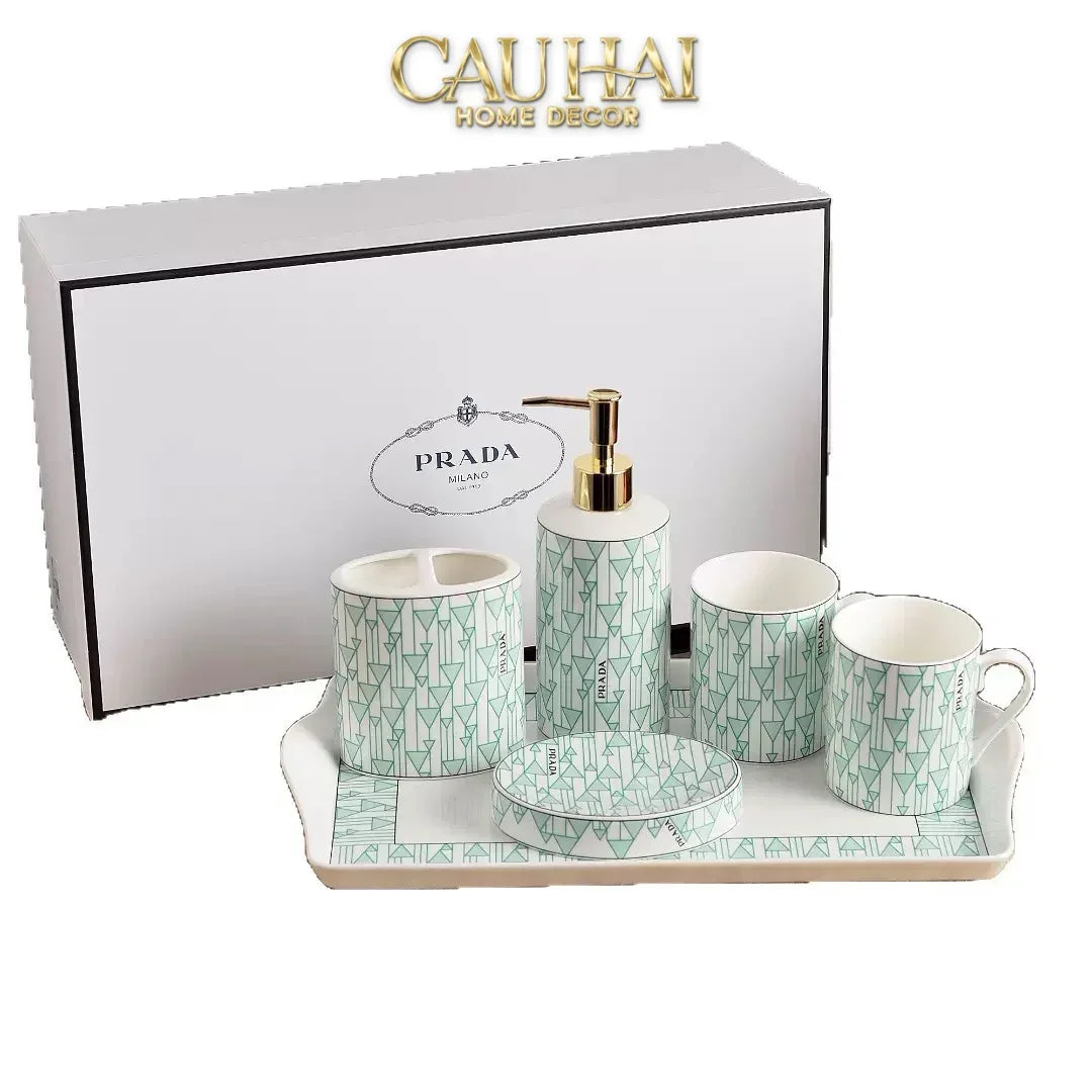 Maison Couture - Set nhà tắm PRD 6 Món PRD Class - Vienna Green Bathroom Vanities Porcelain Trays 6pcs-CẬU HAI HOME DECOR