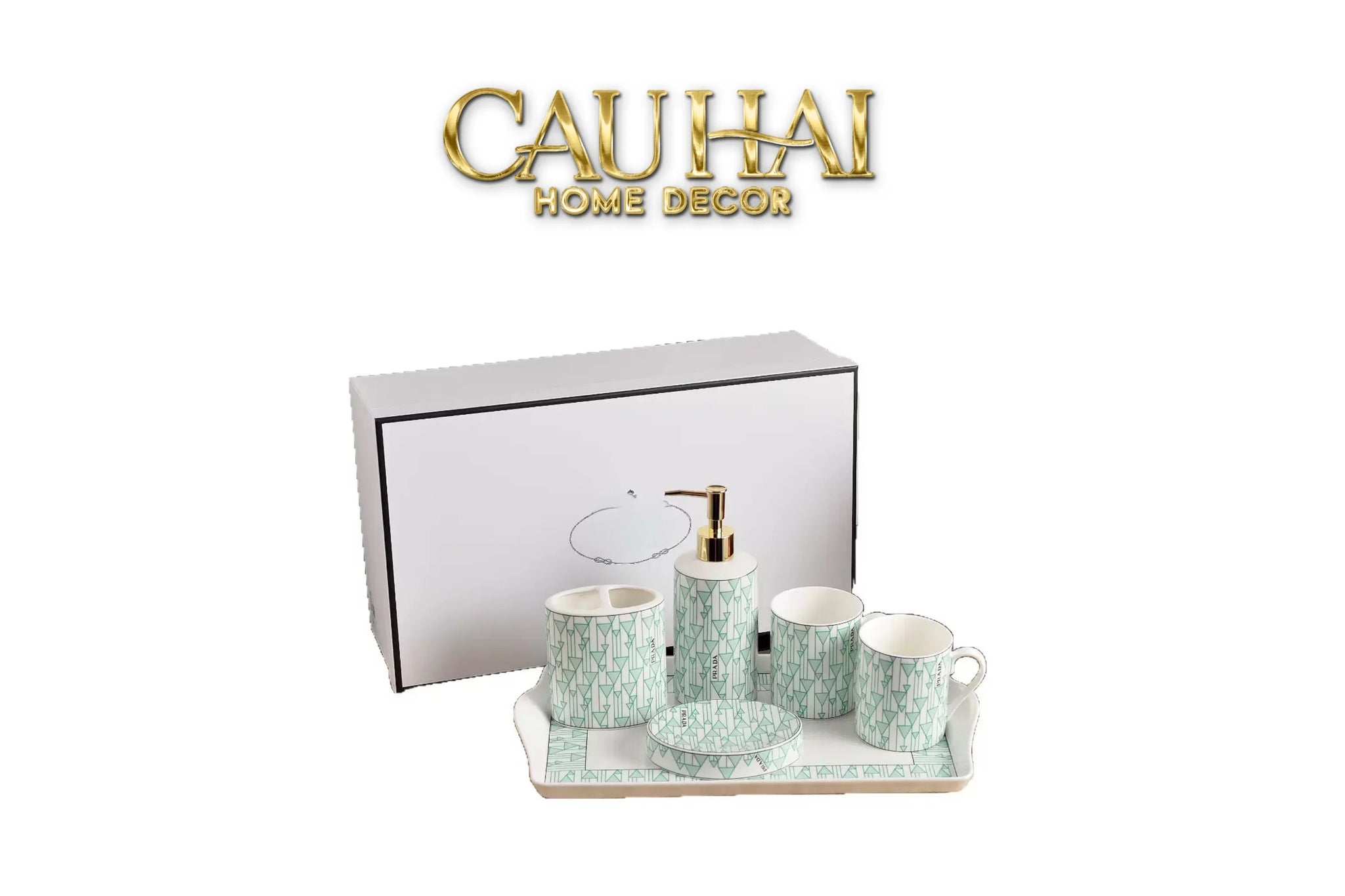 Maison Couture - Set nhà tắm PRD 6 Món PRD Class - Vienna Green Bathroom Vanities Porcelain Trays 6pcs-CẬU HAI HOME DECOR
