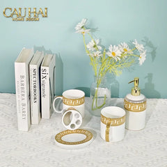 Maison Couture - Set Nhà Tắm V Class Medusa Golden Greek Key Bathroom Vanity 5Pcs-CẬU HAI HOME DECOR